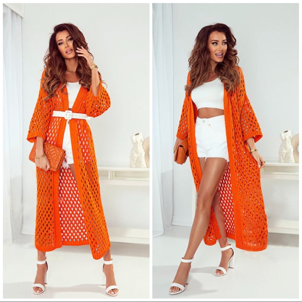 Orange Knitted Cardigan